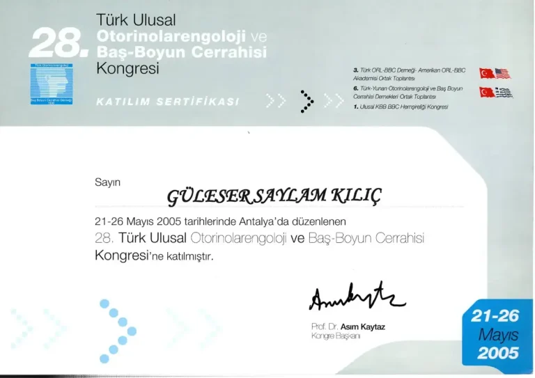 28. Türk Ulusal Otorinolarengoloji ve Baş Boyun Cerrahisi Kongresi