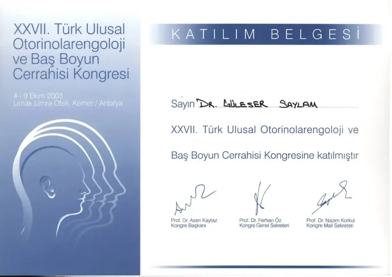 27. Türk Ulusal Otorinolarengoloji ve Baş Boyun Cerrahisi Kongresi