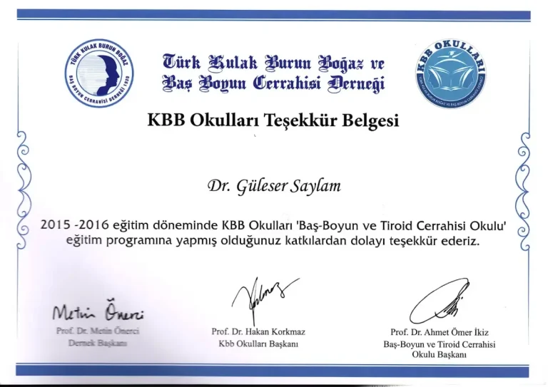 Baş-Boyun ve Tiroid Cerrahisi Okulu Eğitim Programı